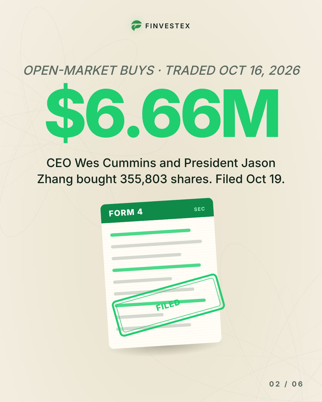 Applied Digital's CEO and president bought .66M of their own stock, their first buy since 2023 — slide 2 of 6